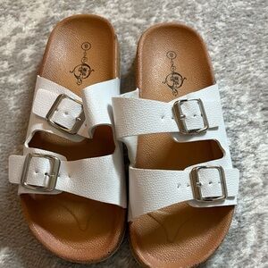 White Sandals with Buckle Straps